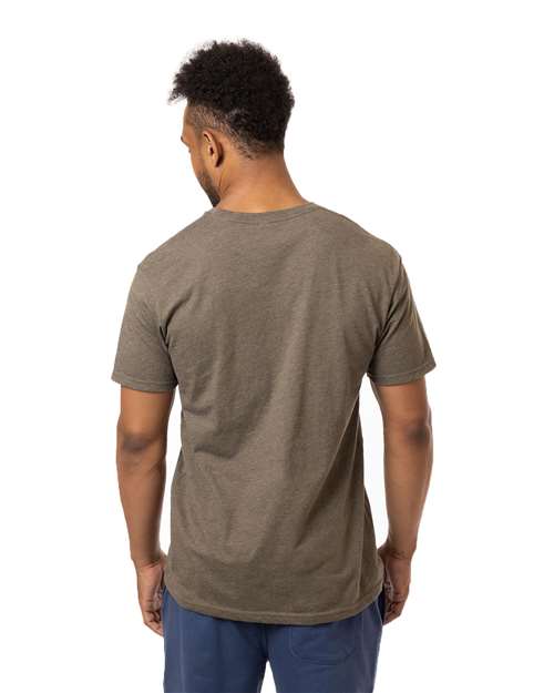 Unisex Committed CVC T-Shirt - Olive Heather Back