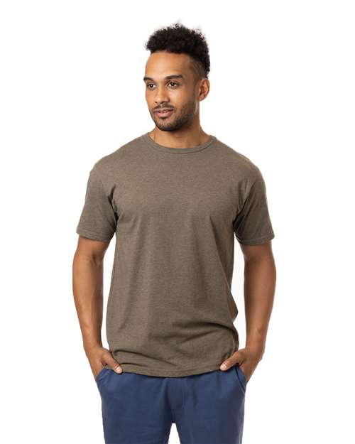 Unisex Committed CVC T-Shirt - Olive Heather Front