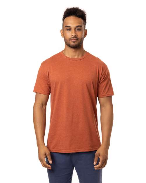 Unisex Committed CVC T-Shirt - Picante Heather Front