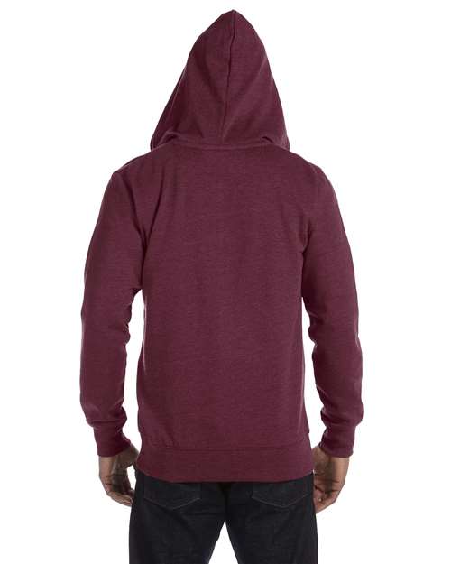 Unisex Heathered Full-Zip Hooded Sweatshirt - Berry Back