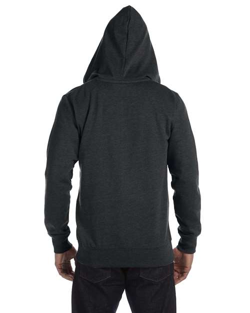 Unisex Heathered Full-Zip Hooded Sweatshirt - Charcoal Back