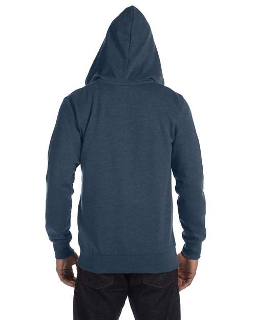 Unisex Heathered Full-Zip Hooded Sweatshirt - Water Back