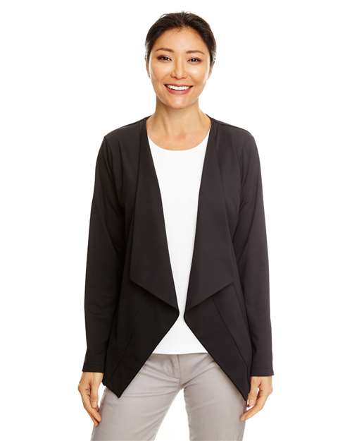 Women's Perfect Fit™ Draped Open Cardigan Blazer - Black Front