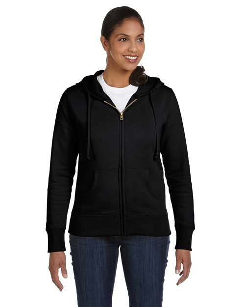 Women's Full-Zip Hooded Sweatshirt - Black Front