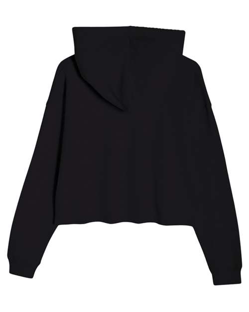 Women's Cropped Fleece Hooded Sweatshirt - Black Back