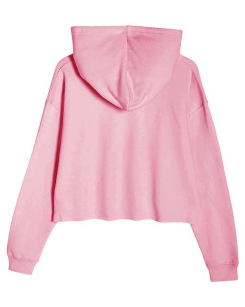 Women's Cropped Fleece Hooded Sweatshirt - Mauve Back