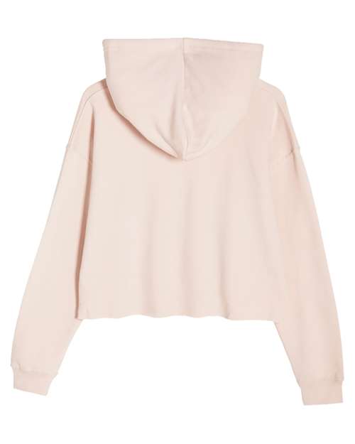 Women's Cropped Fleece Hooded Sweatshirt - Pale Pink Back