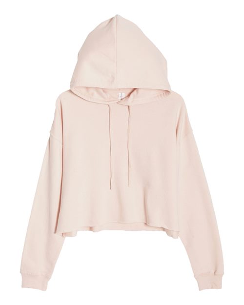 Women's Cropped Fleece Hooded Sweatshirt - Pale Pink Front