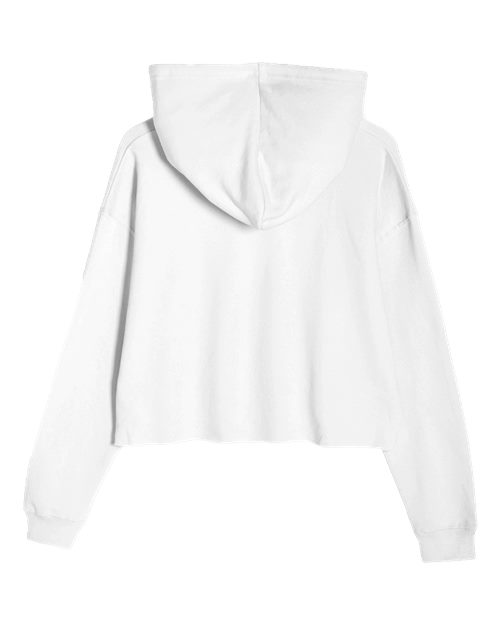 Women's Cropped Fleece Hooded Sweatshirt - White Back