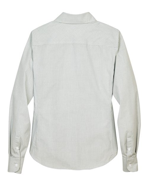 Women's Crown Collection® Micro Tattersall Woven Dress Shirt - White/ Forest/ Lime Back