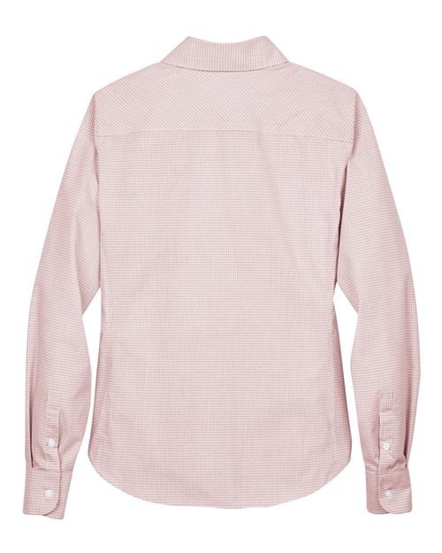 Women's Crown Collection® Micro Tattersall Woven Dress Shirt - White/ Rust/ Stone Back