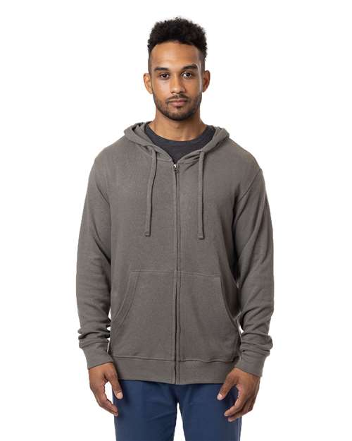 Unisex Hemp Hero Full-Zip Hooded Sweatshirt - Stonework Grey Front
