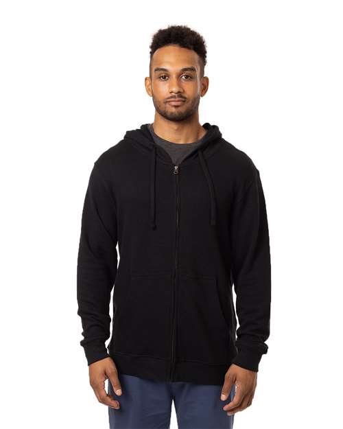 Unisex Hemp Hero Full-Zip Hooded Sweatshirt - Washed Black Front