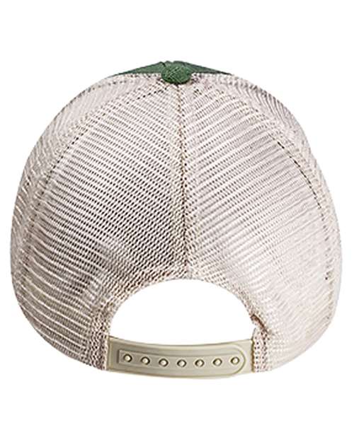 Washed Hemp Soft Mesh Trucker Cap - Olive/ Oyster Back