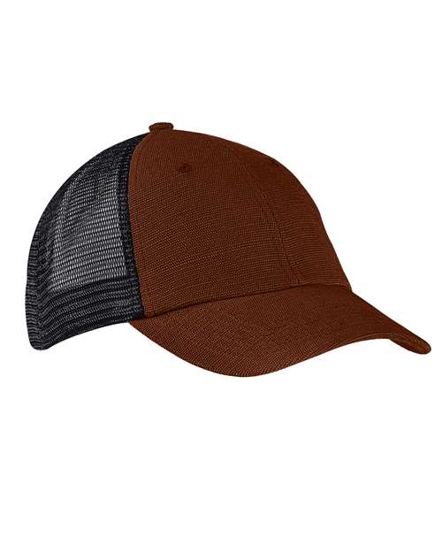 Washed Hemp Soft Mesh Trucker Cap - Sienna/ Black Front