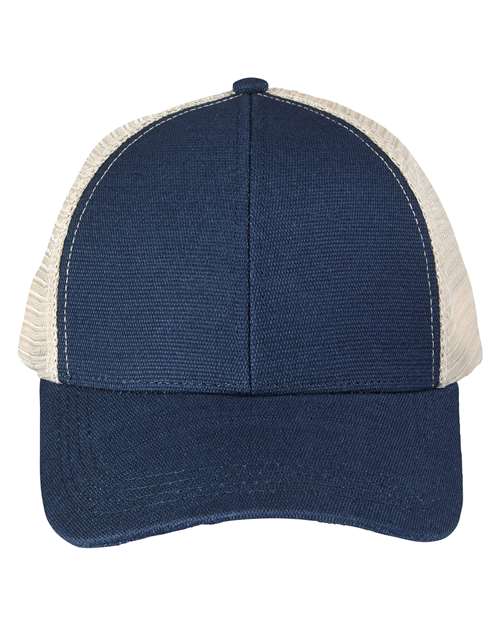 Hemp Blend Trucker Cap - Navy/ Oyster Front