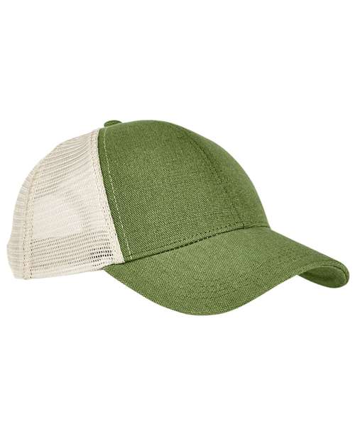 Hemp Blend Trucker Cap - Olive/ Oyster Front