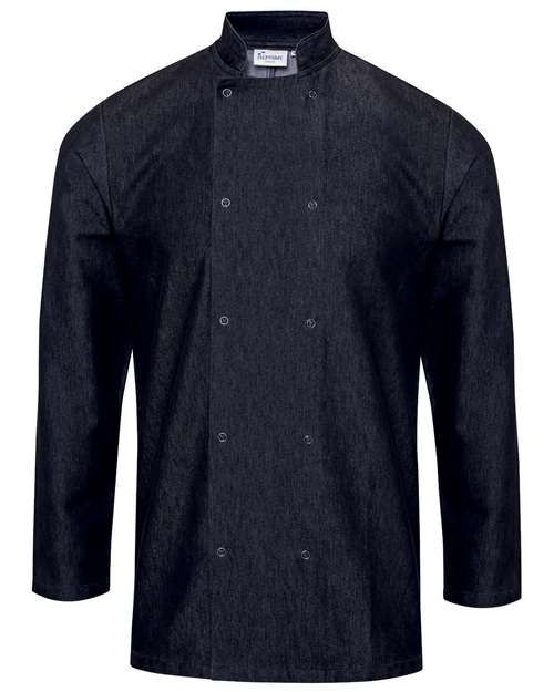 Unisex Denim Chef's Jacket - Black Denim Front