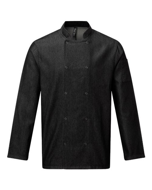 Artisan Collection by Reprime Unisex Denim Chef's Jacket - Black Denim Front