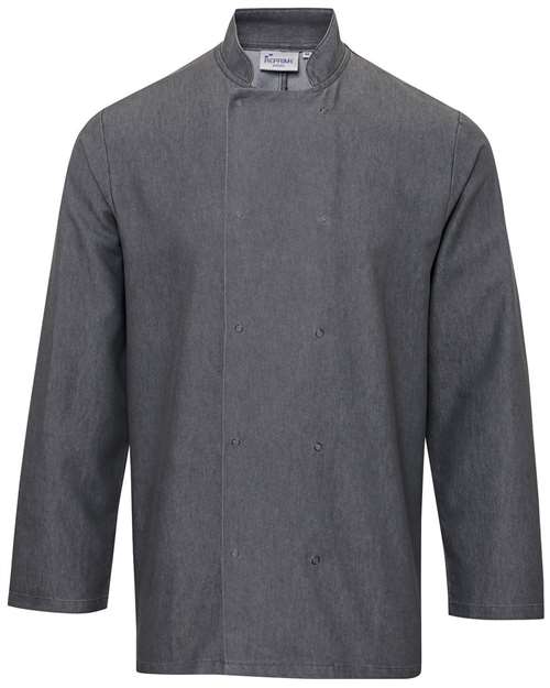 Unisex Denim Chef's Jacket - Grey Denim Front
