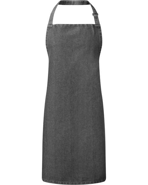 Recycled Bib Apron - Black Denim Front
