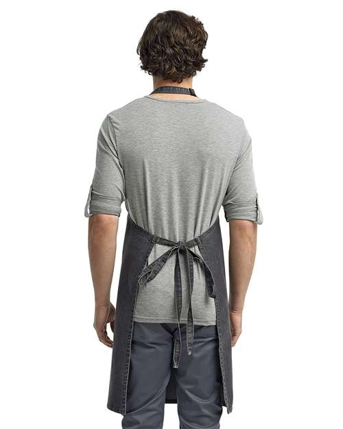 Recycled Bib Apron - Black Denim Back