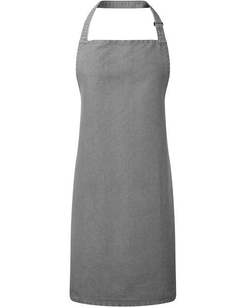 Recycled Bib Apron - Grey Denim Front
