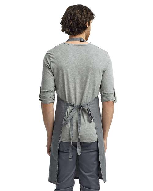 Recycled Bib Apron - Grey Denim Back