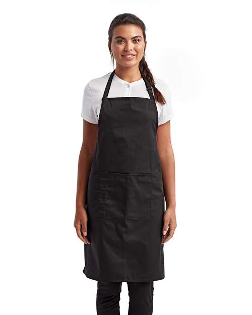 Recycled Pocket Bib Apron - Black Front