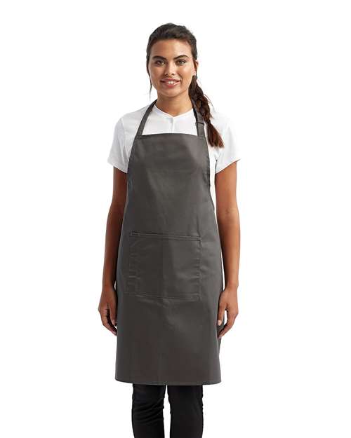 Recycled Pocket Bib Apron - Dark Grey Front