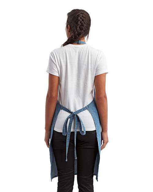 Recycled Pocket Bib Apron - Denim Blue Back