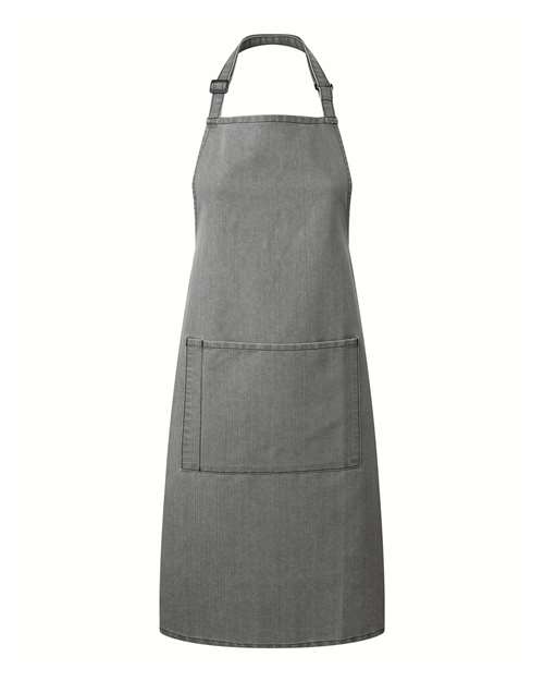 Recycled Pocket Bib Apron - Grey Denim Front
