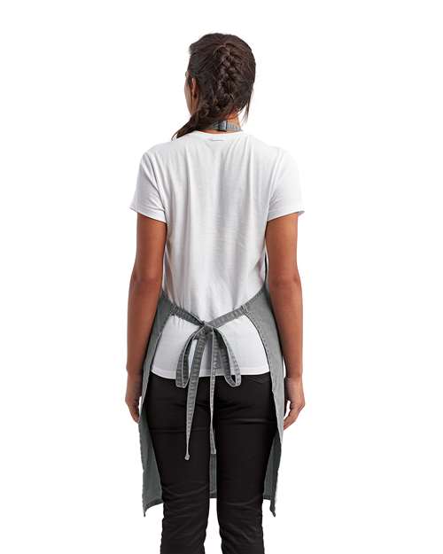 Recycled Pocket Bib Apron - Grey Denim Back