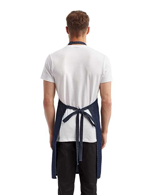Recycled Pocket Bib Apron - Indigo Denim Back