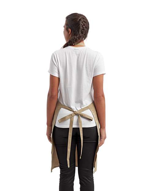 Recycled Pocket Bib Apron - Khaki Back