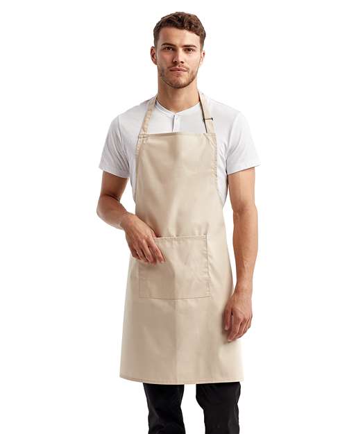 Recycled Pocket Bib Apron - Natural Front