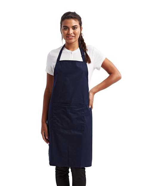 Recycled Pocket Bib Apron - Navy Front