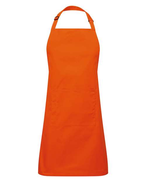 Recycled Pocket Bib Apron - Orange Front