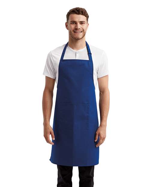 Recycled Pocket Bib Apron - Royal Front