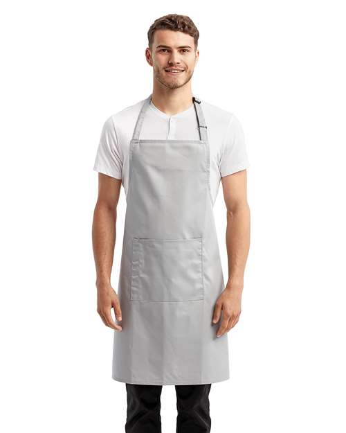 Recycled Pocket Bib Apron - Silver Front