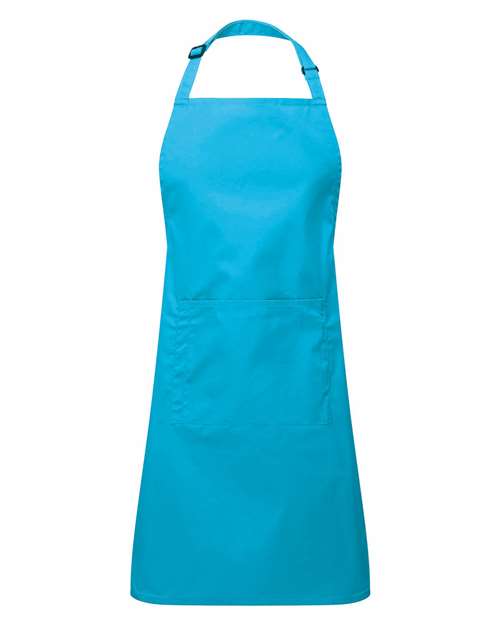 Recycled Pocket Bib Apron - Turquoise Front
