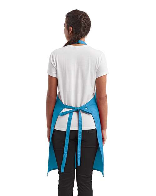 Recycled Pocket Bib Apron - Turquoise Back