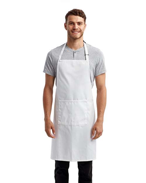 Recycled Pocket Bib Apron - White Front