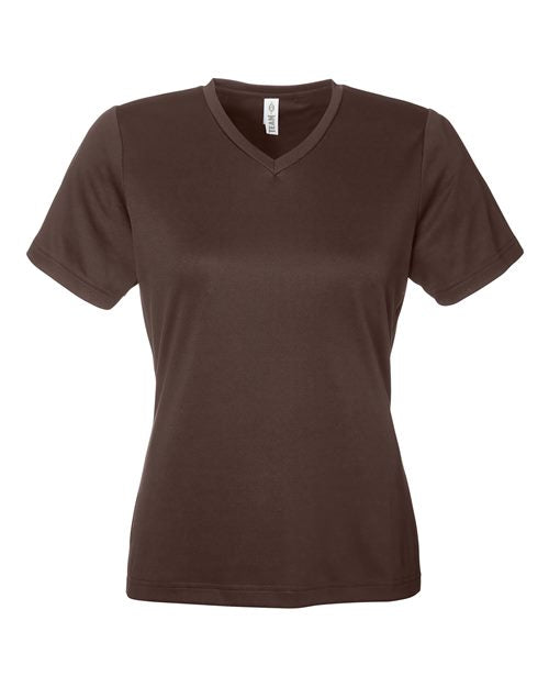 Team 365 Women's Zone Performance Mesh T-Shirt - Sport Dark Brown Front