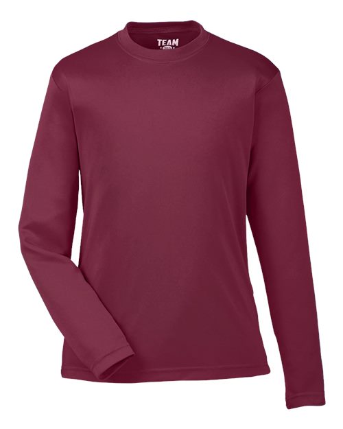 Youth Zone Performance Long Sleeve T-Shirt - Sport Maroon Front