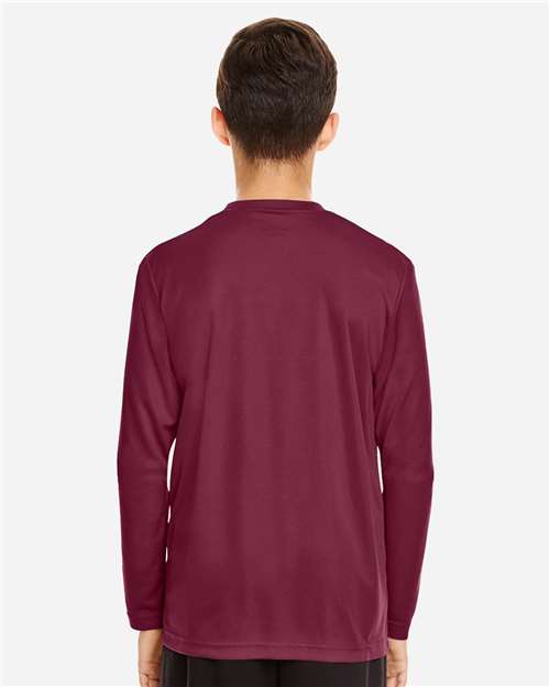 Youth Zone Performance Long Sleeve T-Shirt - Sport Maroon Back