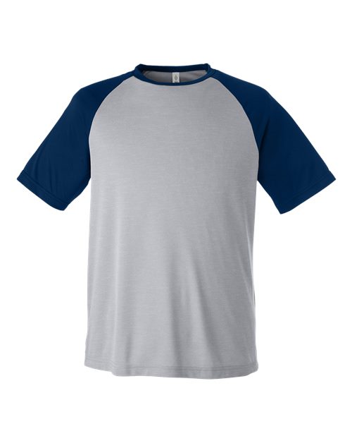 Unisex Zone Colorblock Raglan T-Shirt - Athletic Heather/ Sport Dark Navy Front