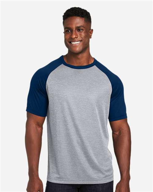 Team 365 Unisex Zone Colorblock Raglan T-Shirt - Model Front