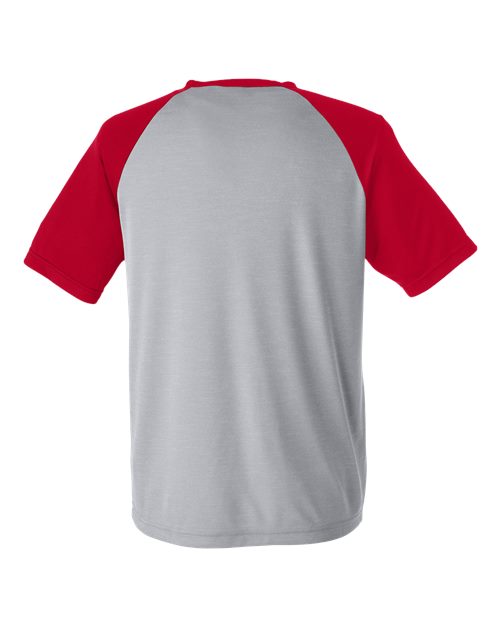 Unisex Zone Colorblock Raglan T-Shirt - Athletic Heather/ Sport Red Back