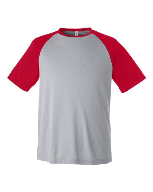 Unisex Zone Colorblock Raglan T-Shirt - Athletic Heather/ Sport Red Front